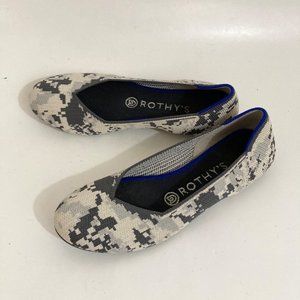 Rothy's Retired Ash Gray Camo Round Toe Flats Women's Size 7 Washable